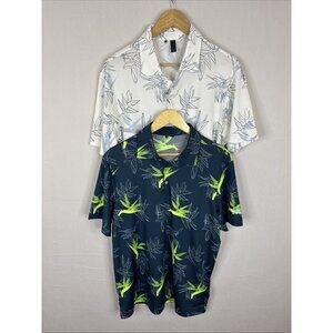 Adidas Oasis Golf Polo Shirt Lot of 2 Floral Print Performance Mens M